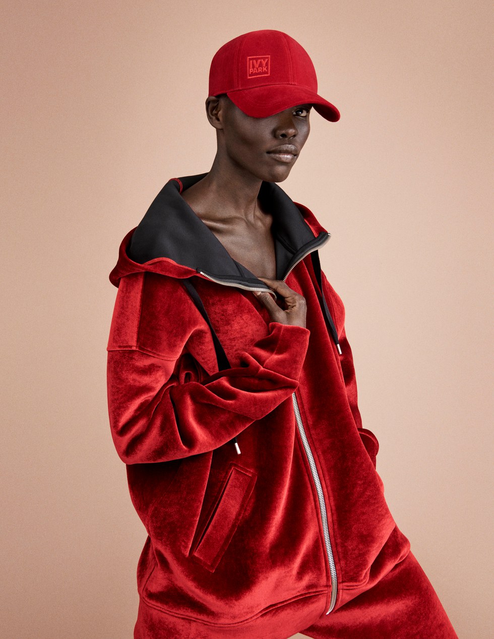 Ivy park red 2025 velvet jacket