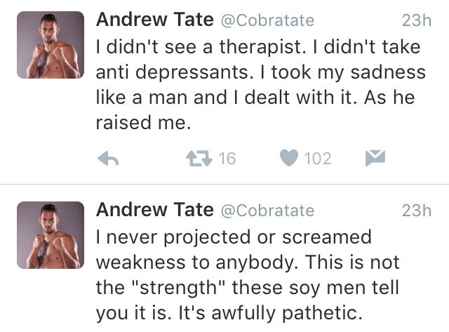 Open Letter To Andrew Tate After His Tweets Bashing Mental Illness