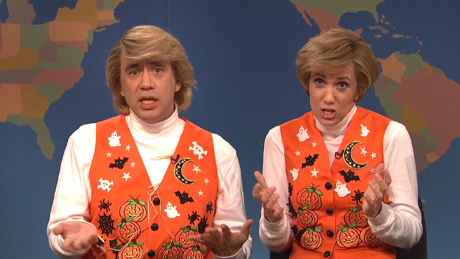 the singing duo garth and kat is a perfect couples costume all you need is a white turtleneck a short blonde wig and a unique sweater vest usually