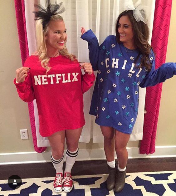 this netflix and chill costume is great for best friends who do everything together even if its last minute