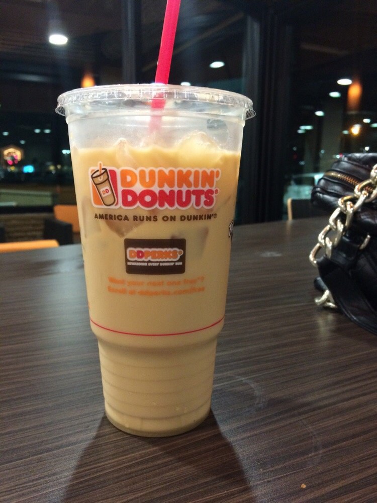 How many calories does a large caramel iced coffee from dunkin donuts have
