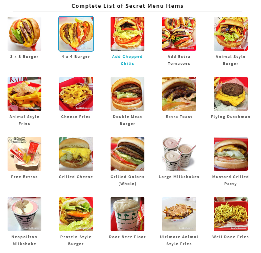 In And Out Secret Menu