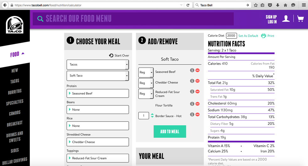 Taco Bell Nutrition Calculator Blog Dandk