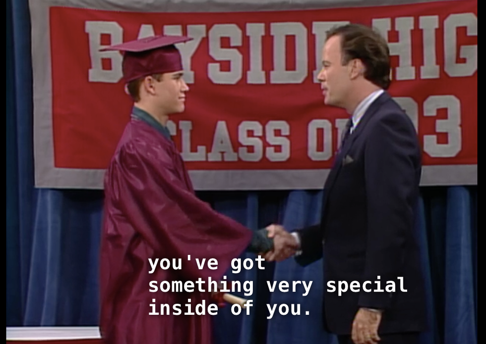 Image result for zack morris mr belding last scene graduation