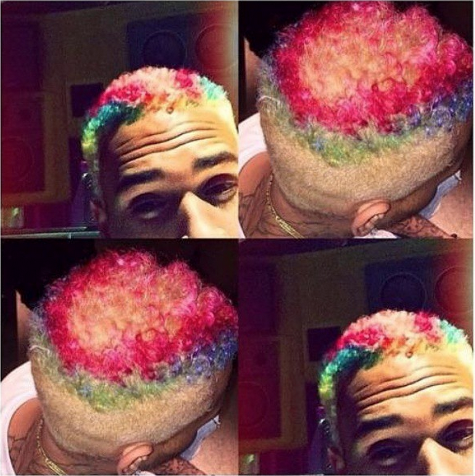 Hate It Or Love It Chris Brown Shows Off His Multi Colored Hair