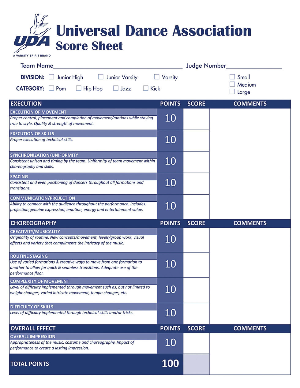 Dance Team Score Sheet Printable Etsy - vrogue.co