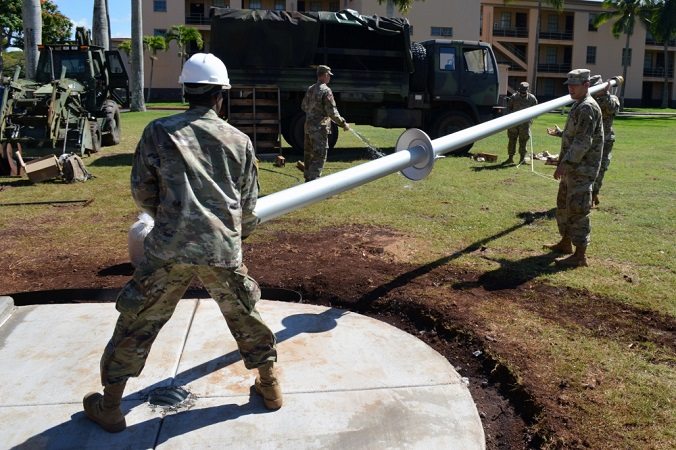 flag pole on truck