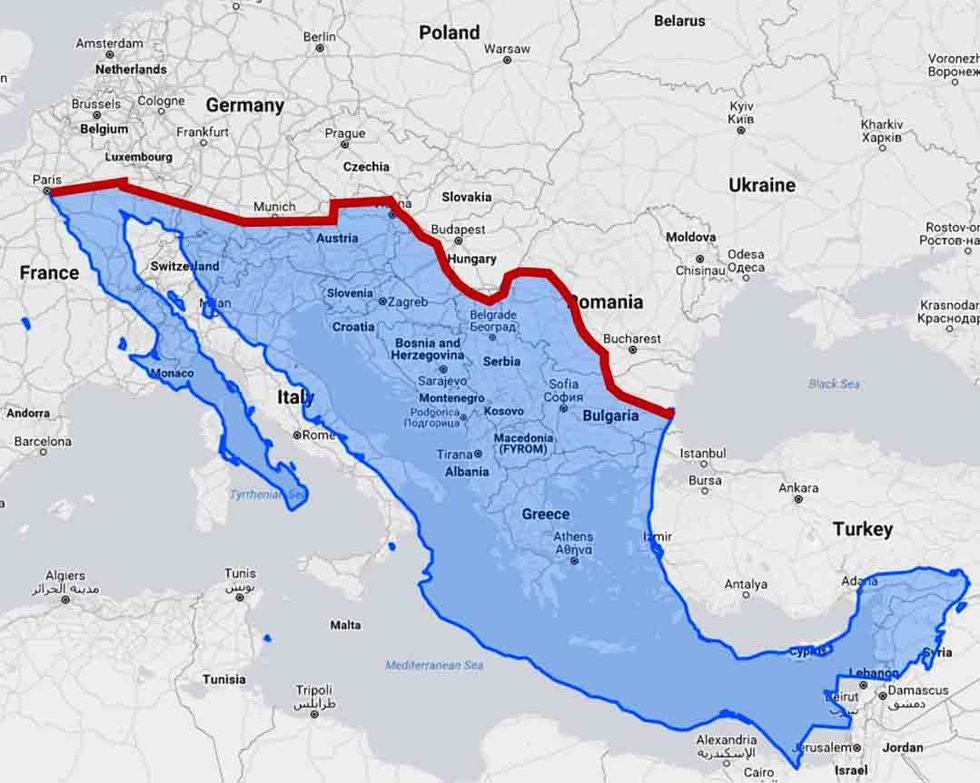 U S Mexico Border Wall Would Divide Europe In Half Big Think   980x 