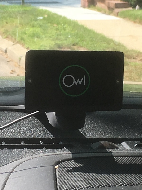 Picture of Owl Car Cam on a dashboard