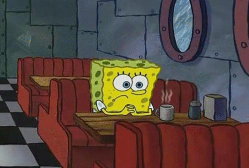 Spongebob Sitting On A Table Alone
