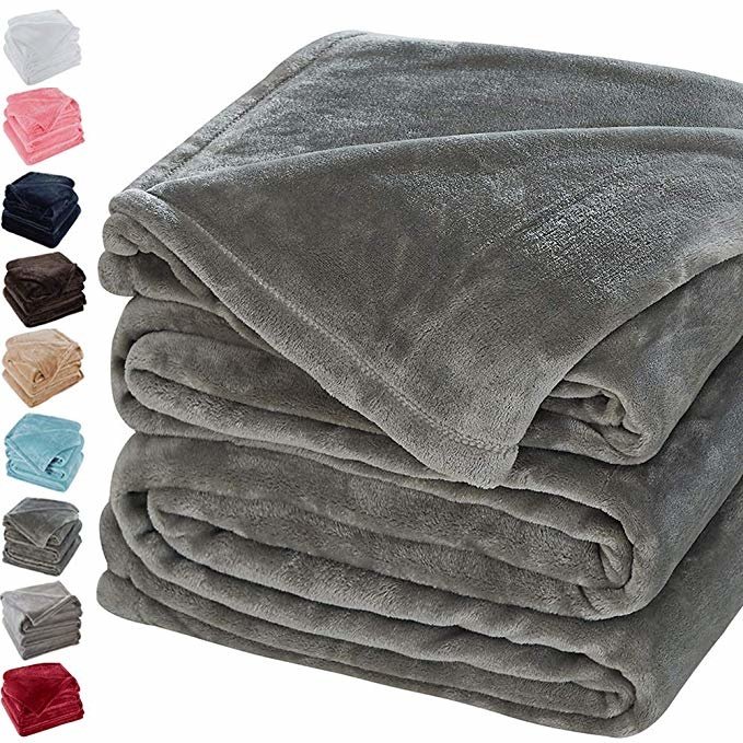 Sonoro Kate Fleece Blanket Soft Warm Fuzzy Plush Queen(90-Inch-by-90-Inch) Lightweight Cozy Bed Couch Blanket,Easy Care, Grey