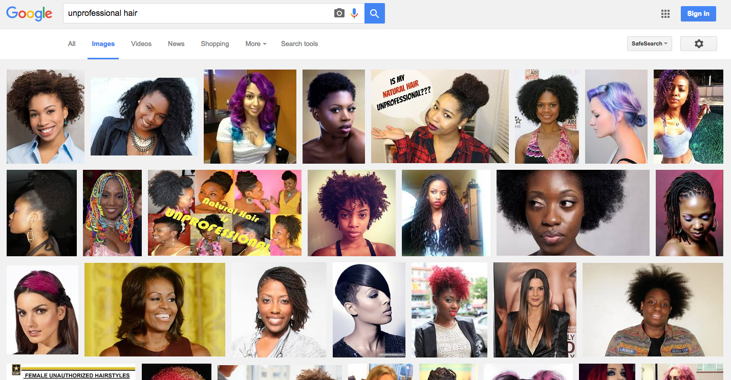 Google Search Images For Unprofessional Hair Sparks Debate