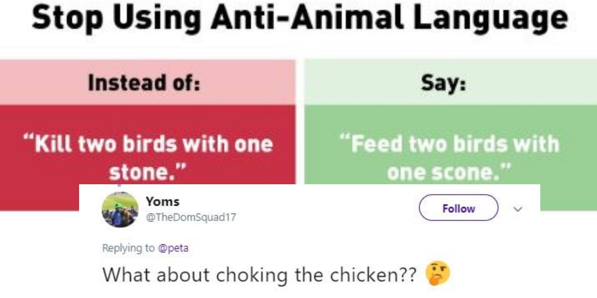 PETA Just Released Their 'Animal-Friendly' Versions Of Common Idioms—And The Internet Has Questions