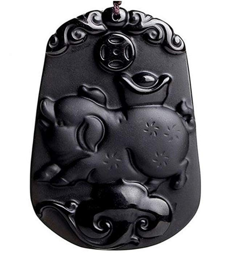 Buy the Pure Natural Zodiac Necklace Pendant Made of Obsidian on Amazon