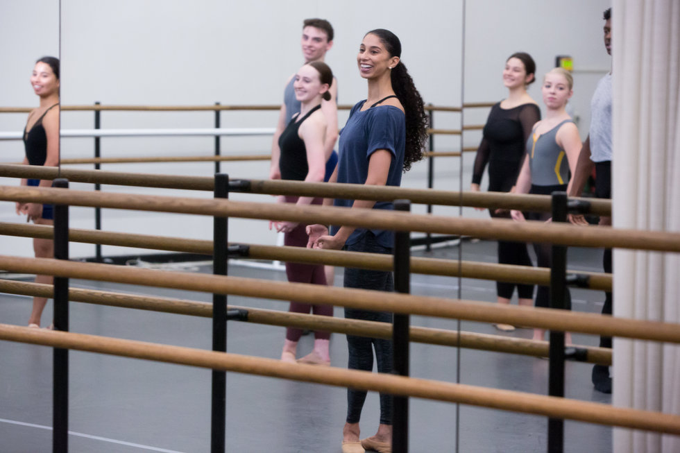 Alicia Graf Mack leads a ballet class at Juilliard