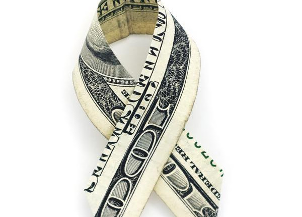 awareness ribbon made of money