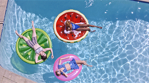 laying in pool