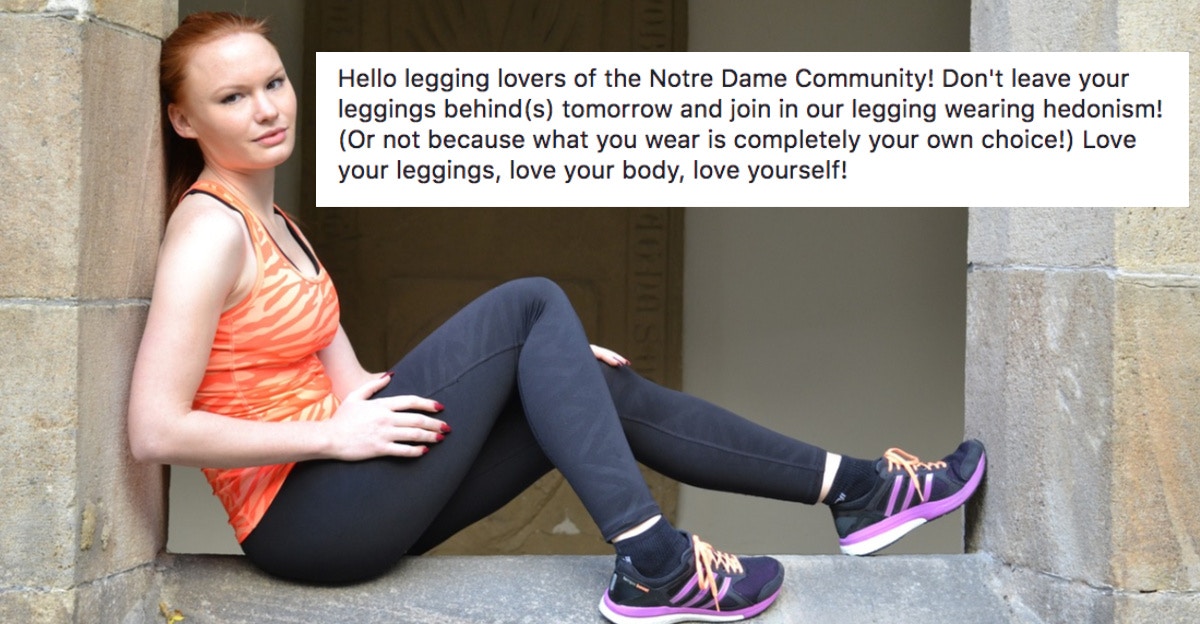 Mom At Notre Dame Thinks Women Should Stop Wearing Leggings.