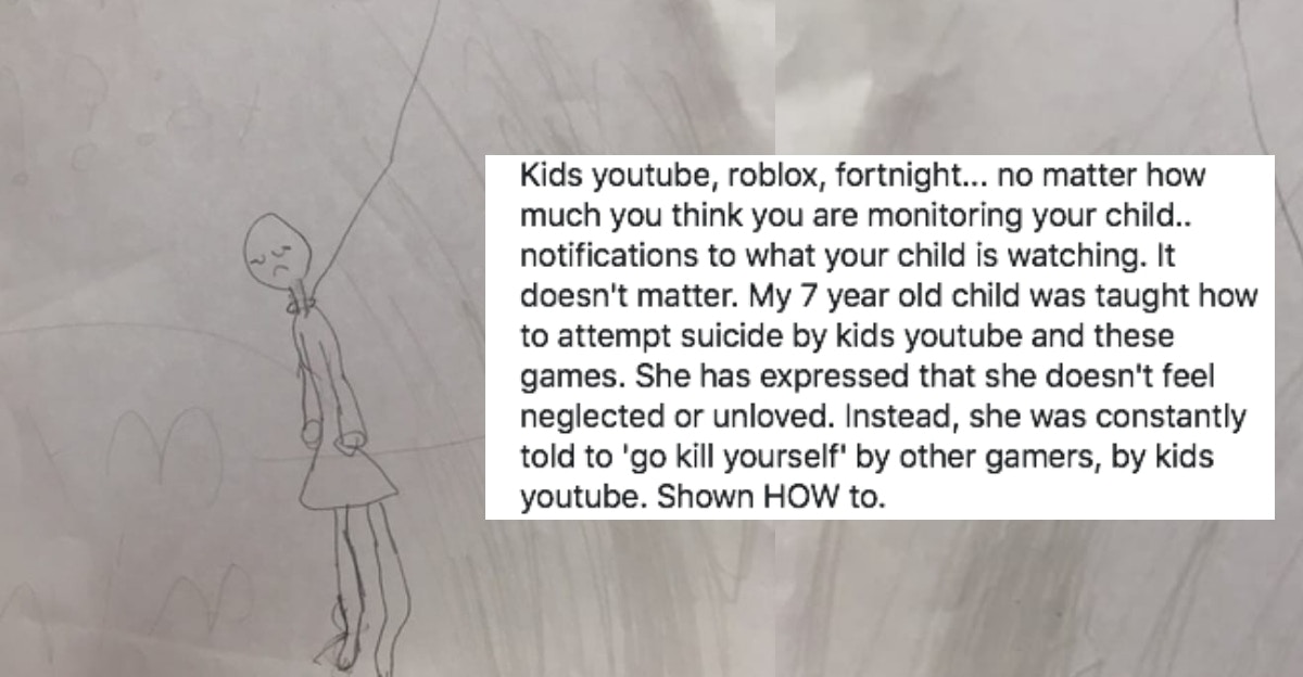 Her 7 Year Old S Drawing Is A Haunting Reminder To Parents To