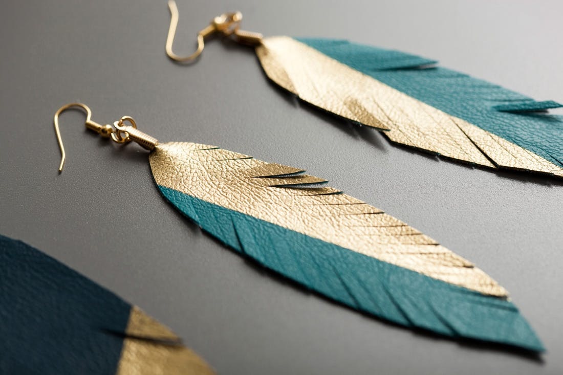 How To Make Gold Dipped Leather Feather Earrings Brit Co