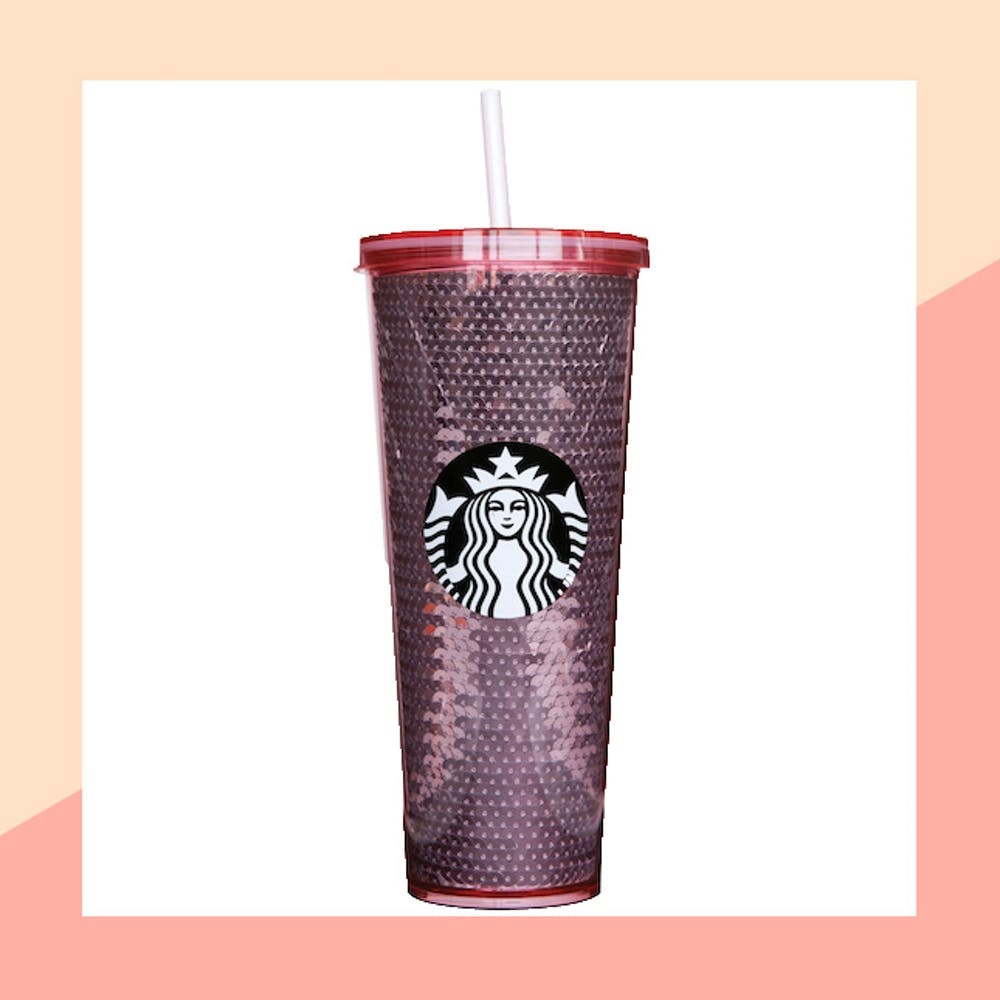 Starbucks Pink Glitter and Sequin Tumblers Holiday 2017