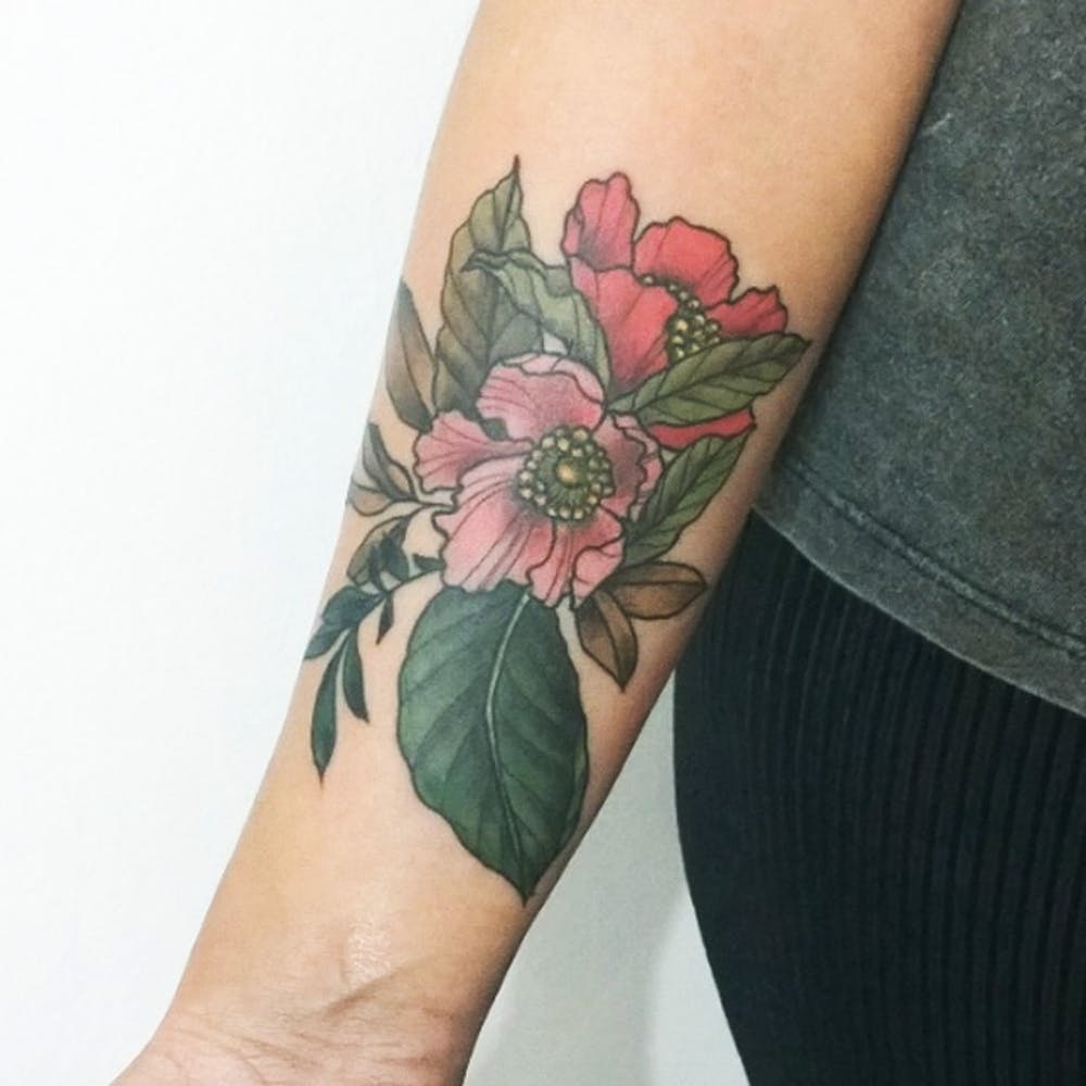 30+ Beautiful Flower Tattoo Ideas : Small Flower Bicep Tattoo I Take You |  Wedding Readings | Wedding Ideas | Wedding Dresses | Wedding Theme
