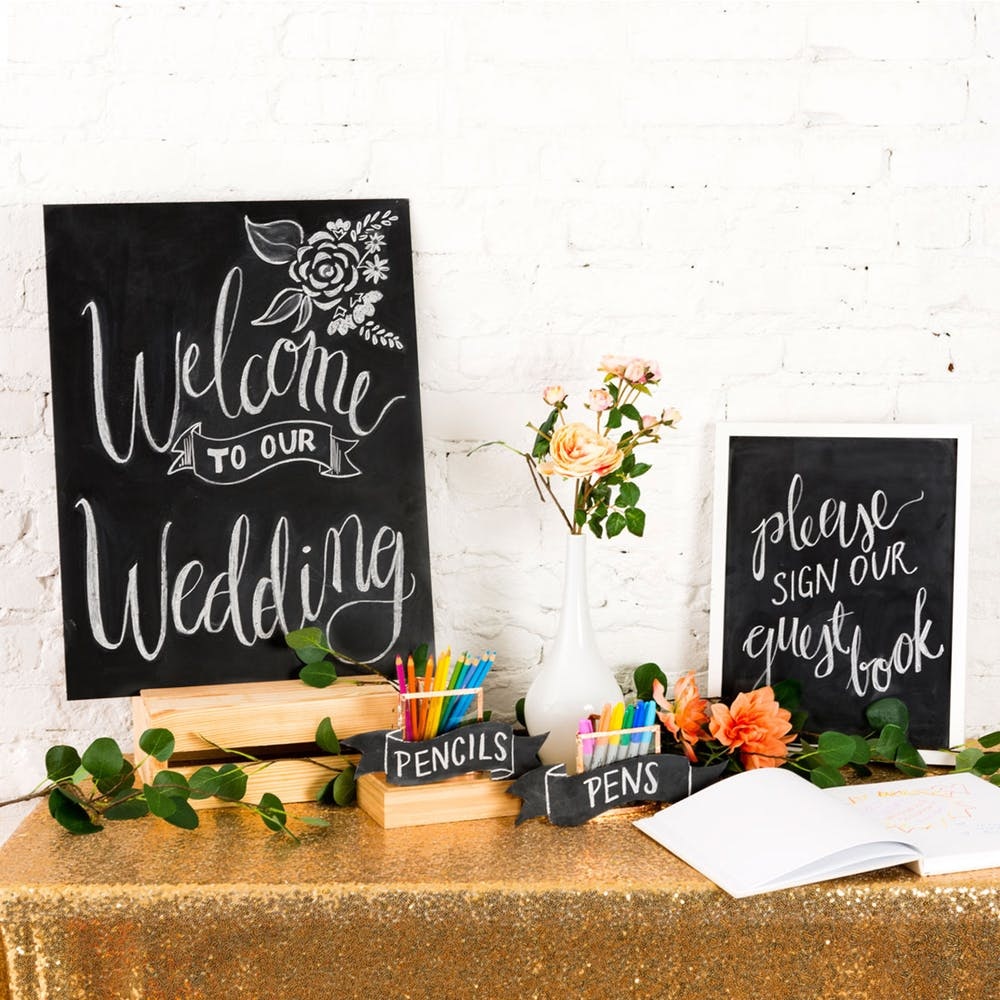 Chalk Style Black & White Lights Don't Post Photos Facebook Wedding Sign