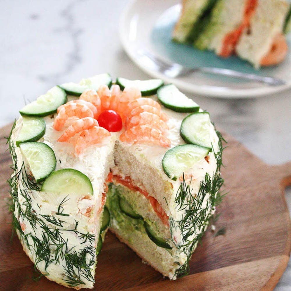 Prawn and asparagus sandwich cake | Sainsbury's recipes
