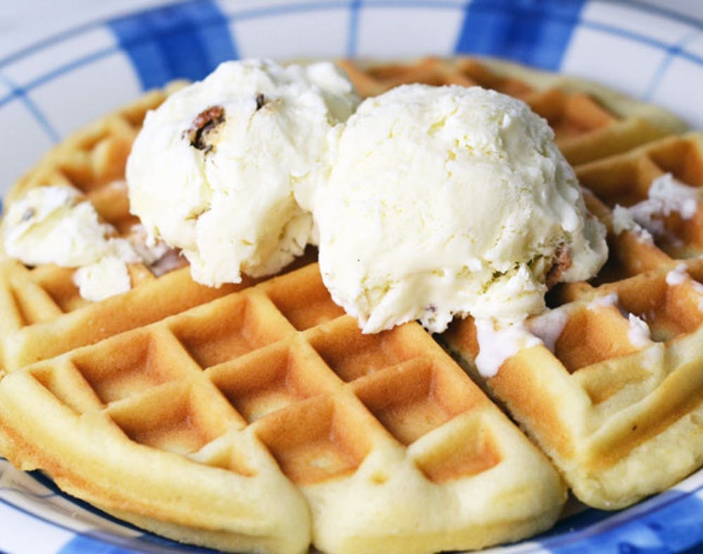 Waffles With Vanilla Ice Cream