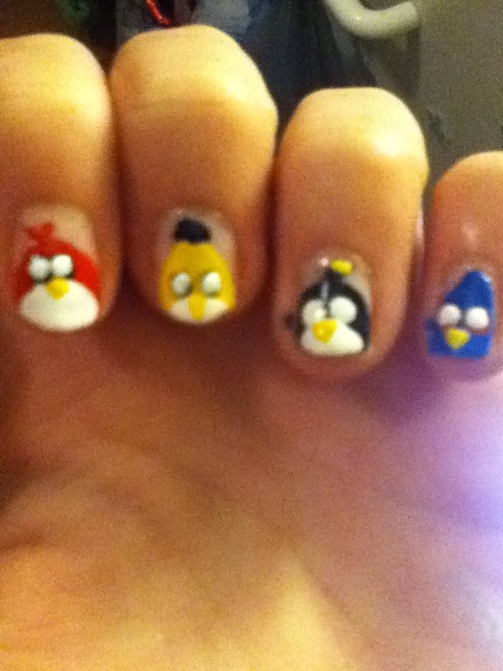 Angry Birds Nail | Bird nail art, Cool nail designs, Cartoon nail designs