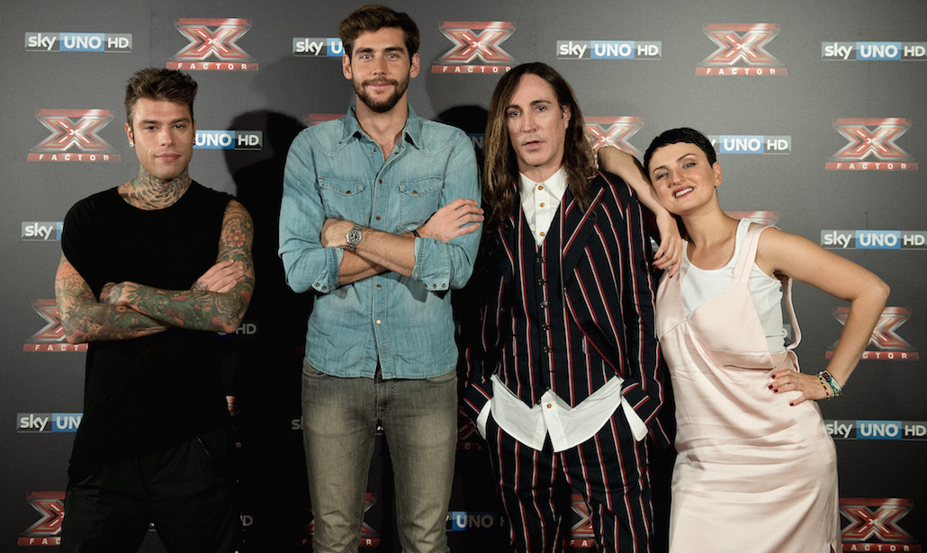 I giudici di X Factor 10. Da sinistra: Fedez, Alvaro Soler, Manuel Agnelli e Arisa