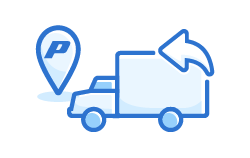 Truck icon with location and arrow