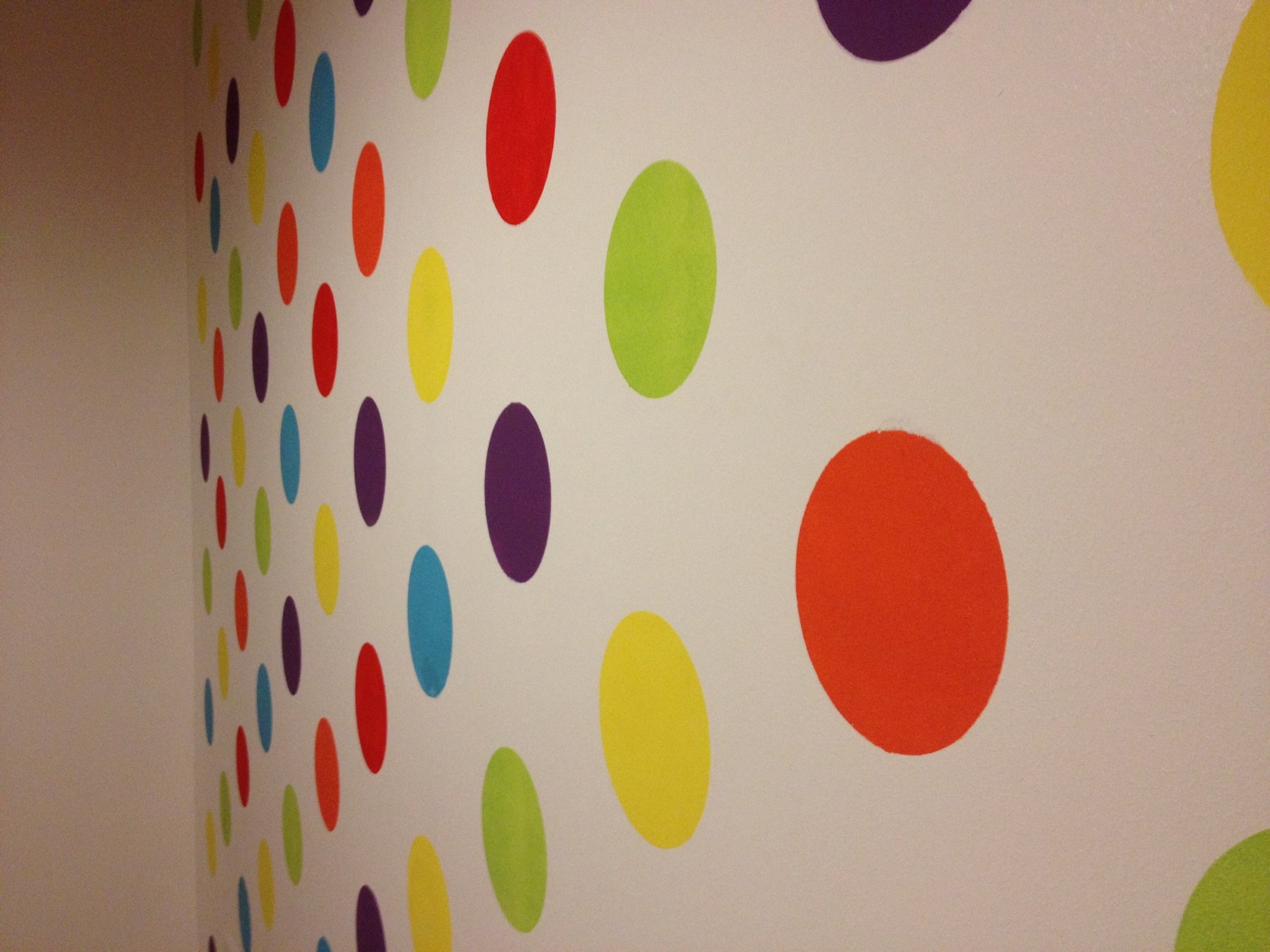 How to paint a multi coloured polka dot wall B C Guides