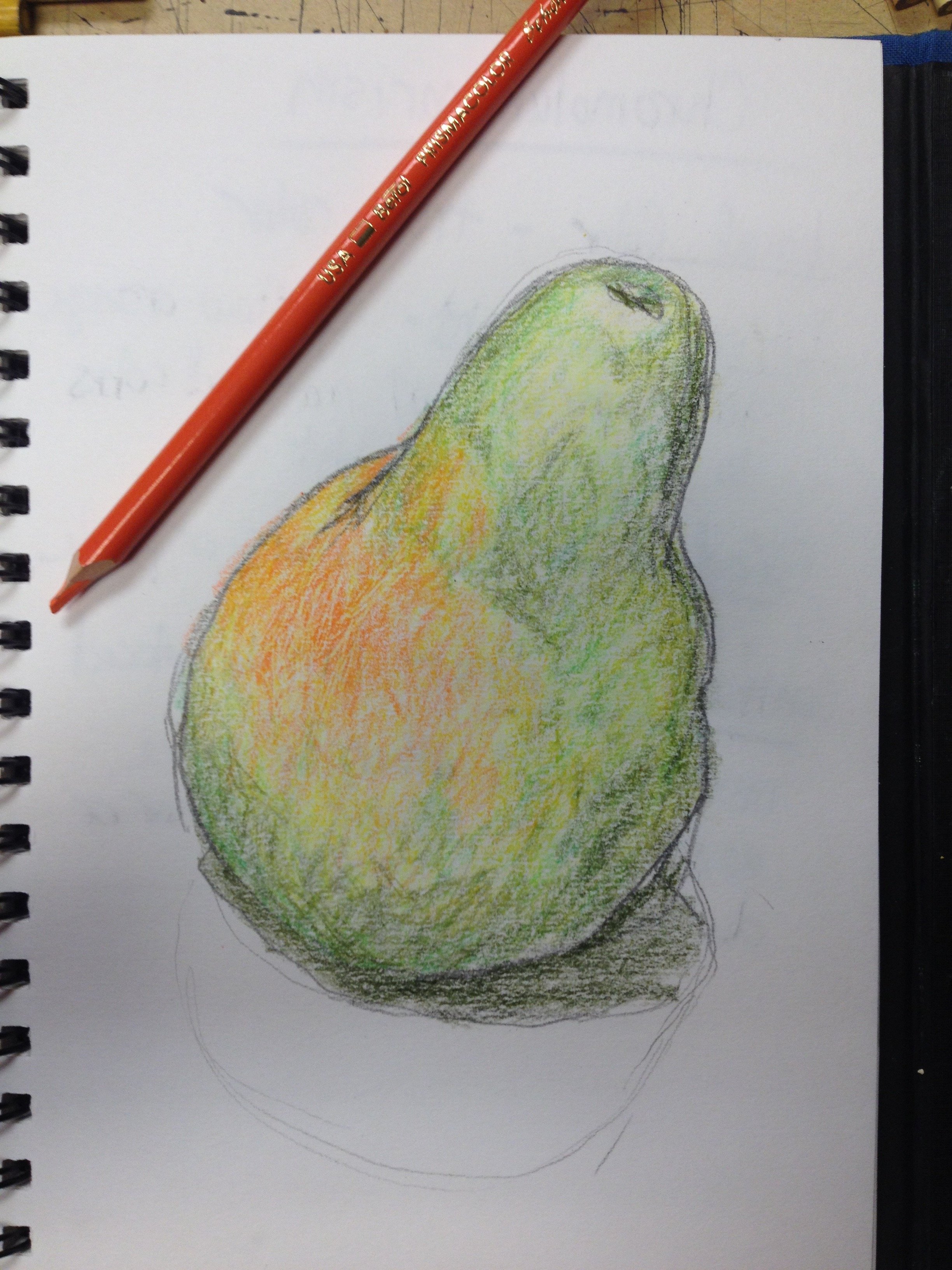 How to Draw a Pear with Colored Pencils