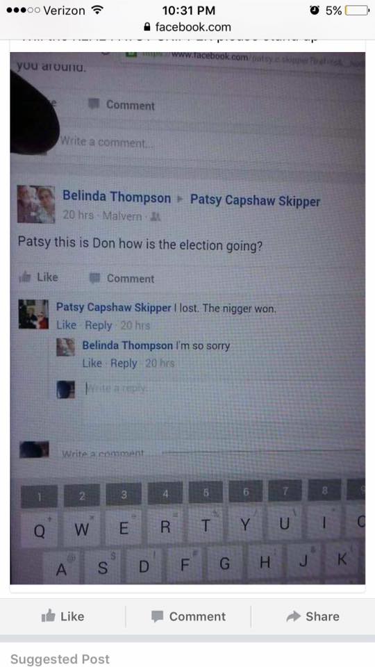 Patsy Skipper racist post
