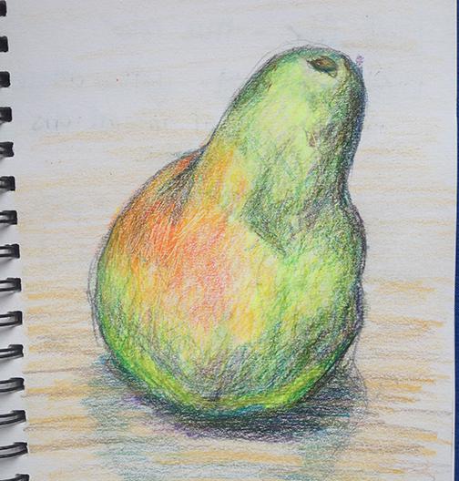 How to Draw a Pear with Colored Pencils