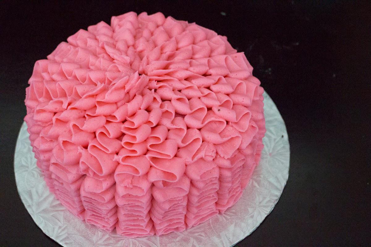 ski blue buttercream ombre ruffles cake with rosette | Cake decorating, Buttercream  cake designs, Cake designs