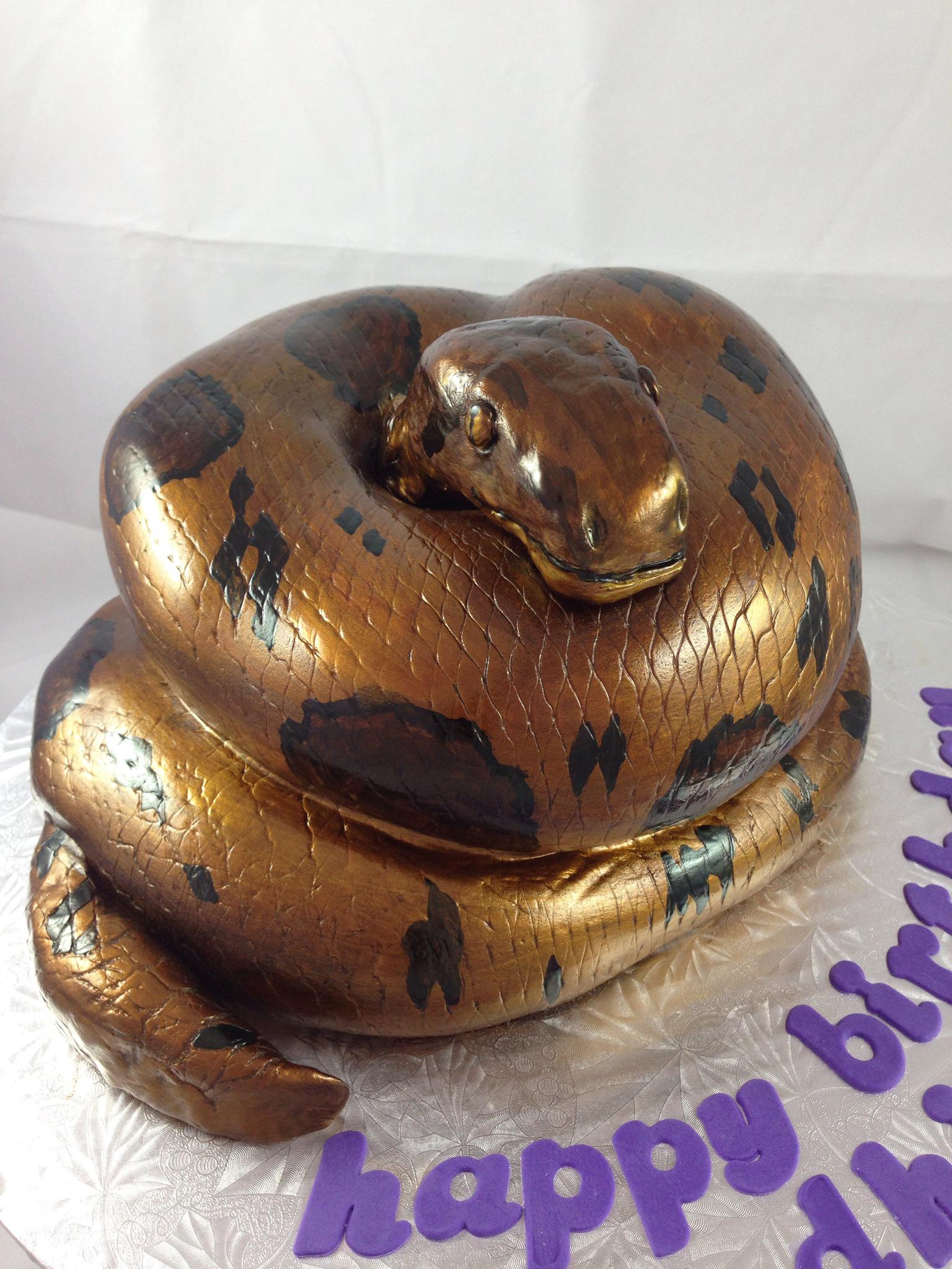 Sculpted Snake (Black Mumba) Cake