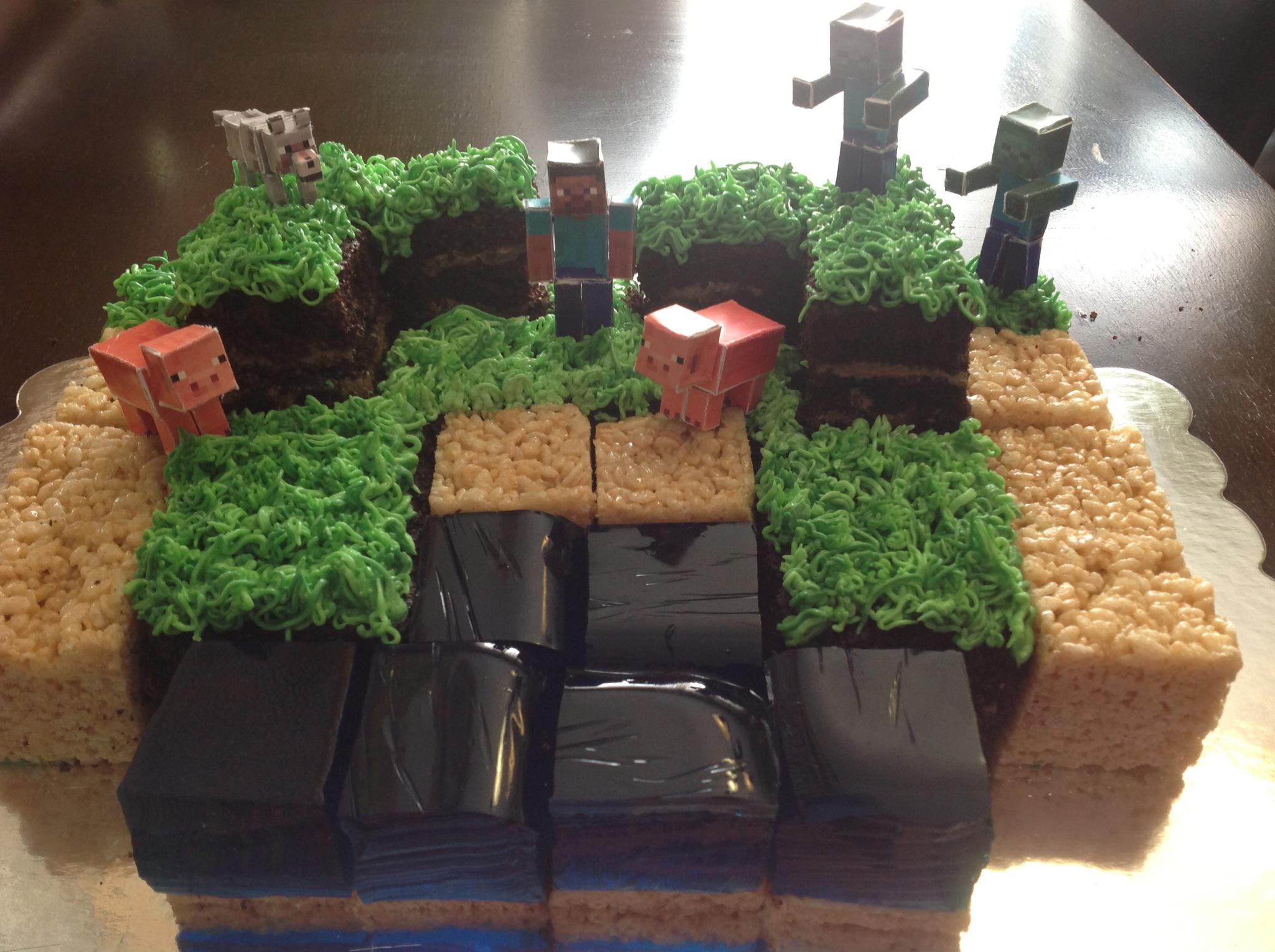 EASY Minecraft Rice Krispie Treats -- green Creeper party treats.
