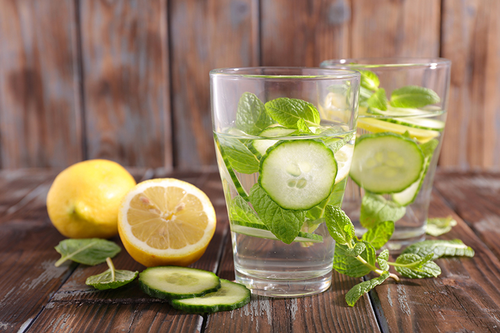 Cucumber mint lemon lime water