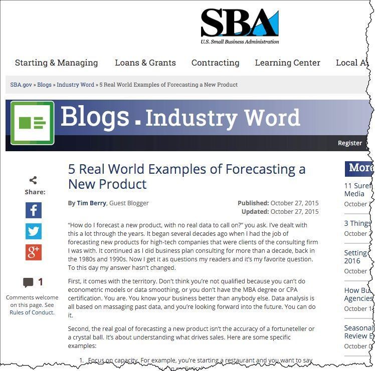 tim berrys recent blog posts new product forecasting