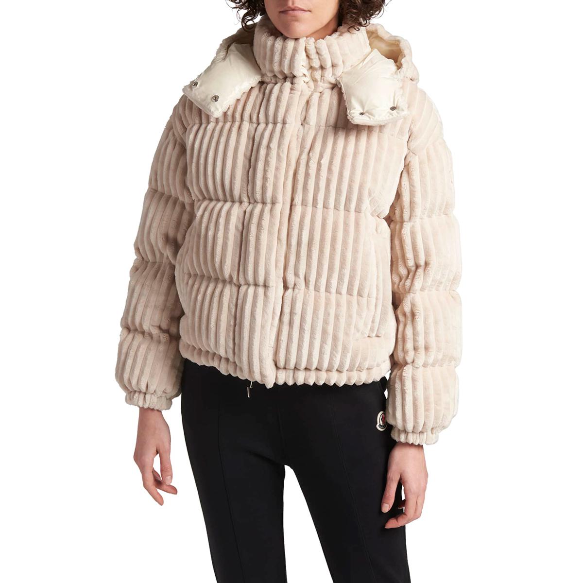 moncler loire ribbed puffer coat