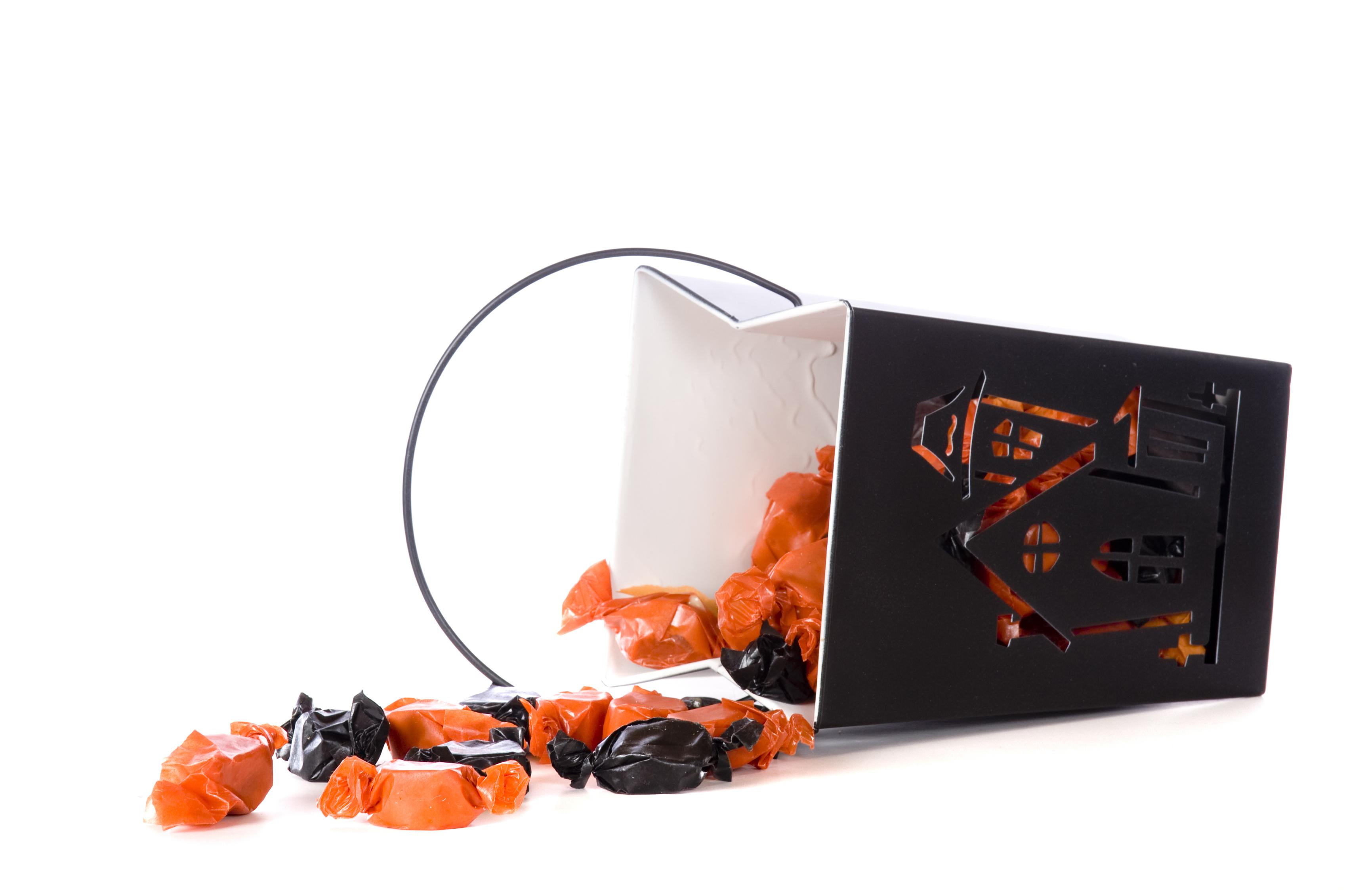halloween candy in orange and black wrappers