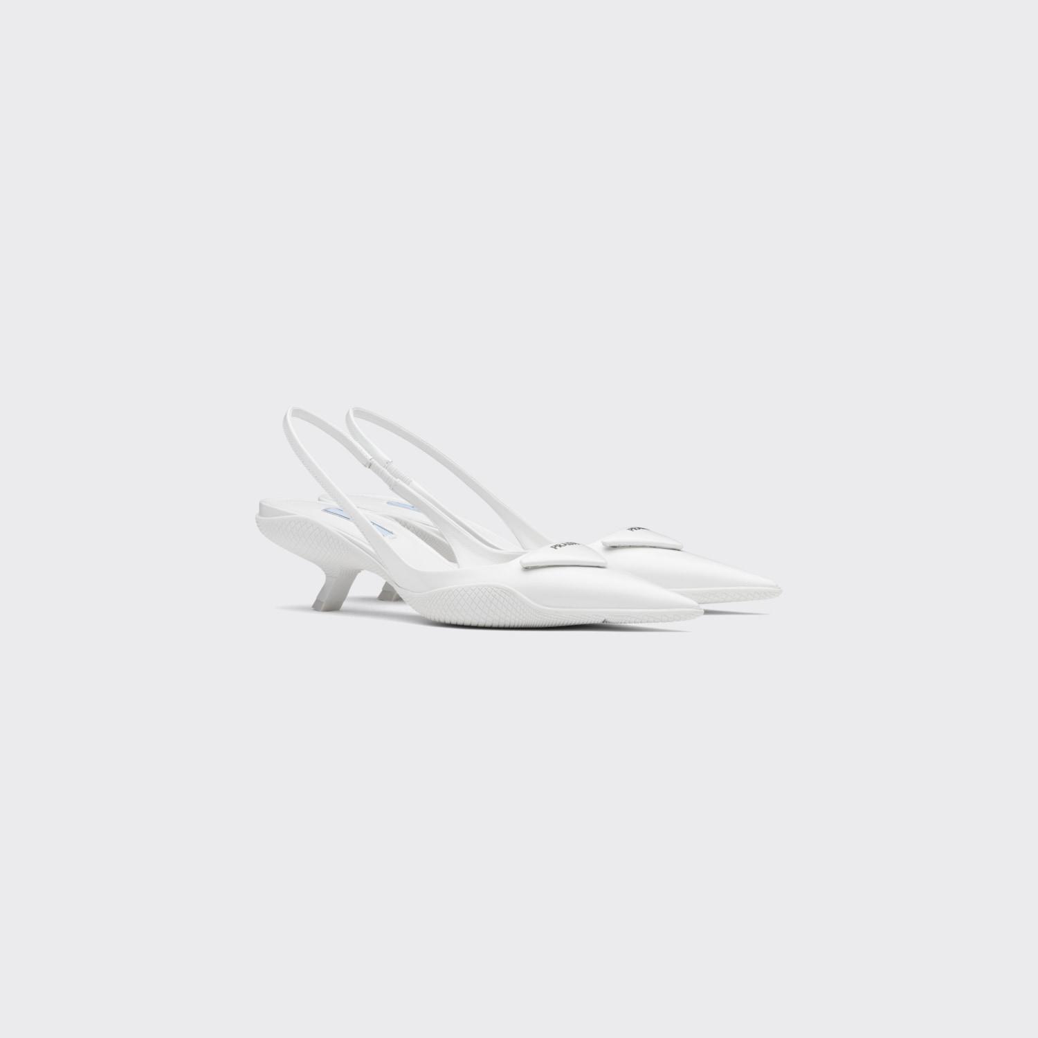 Brushed Leather Slingback Pumps 