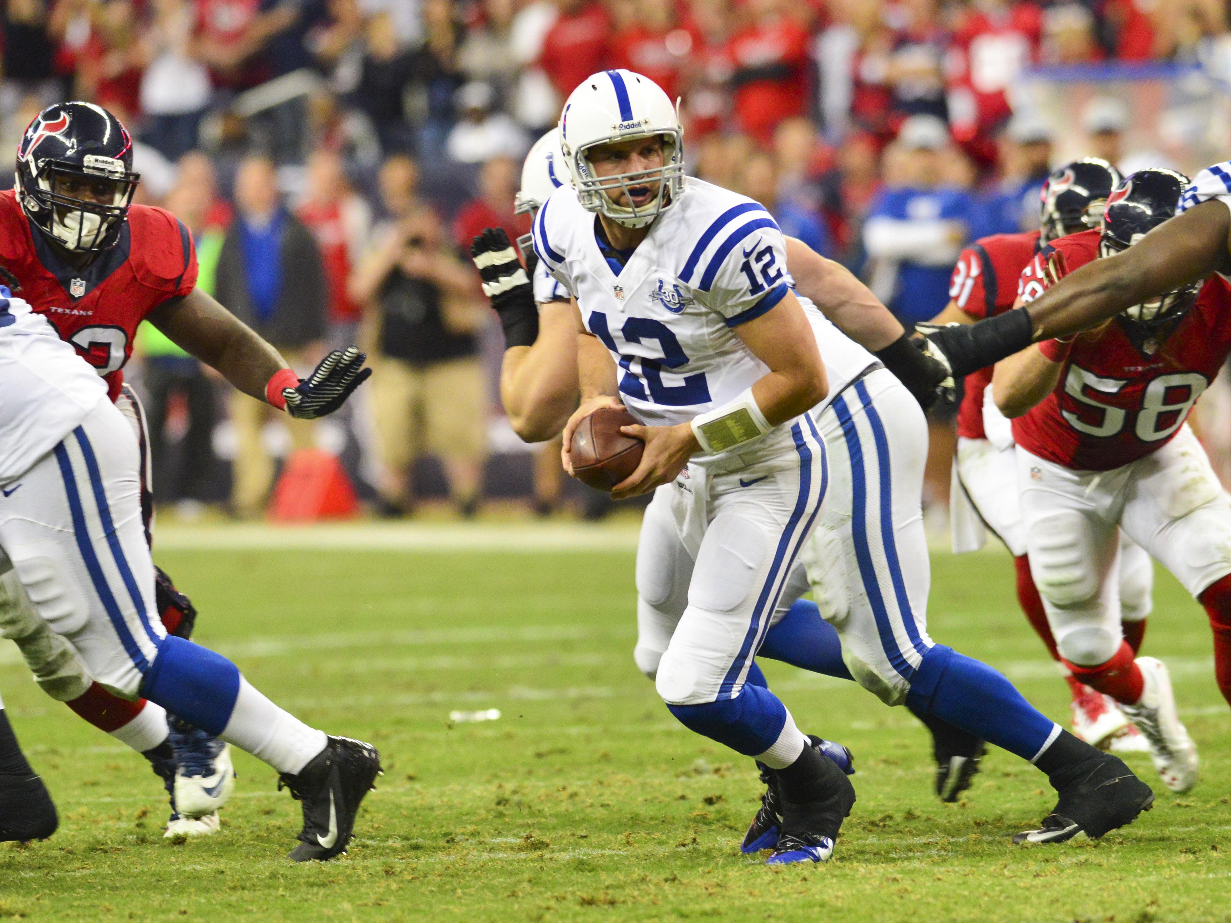 Indianapolis Colts - Luck, DHB, and Dwayne Allen with their game faces on.