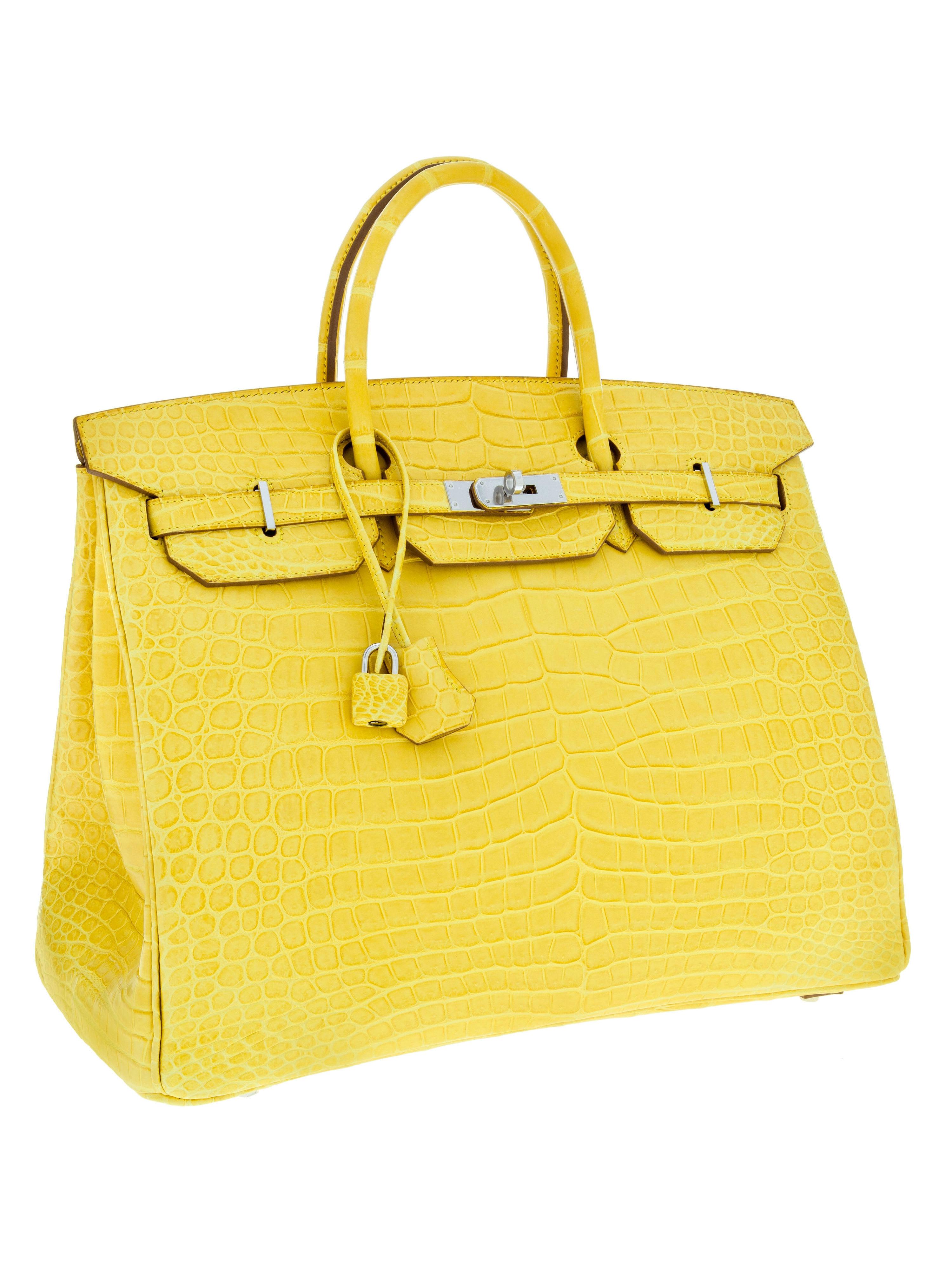 Hermes Special Order Horseshoe 35cm Matte Mimosa Crocodile Birkin