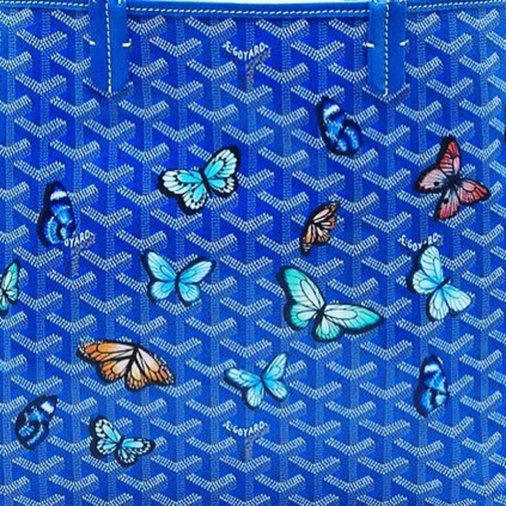 Goyard Customized Blue 'Butterflies' Monogram St Louis PM Bag