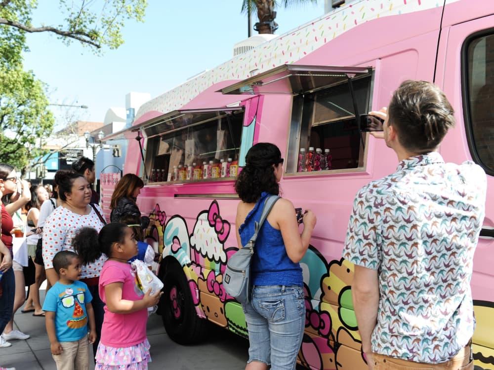 Huge crowds as Hello Kitty Cafe van rolls into in Stockton