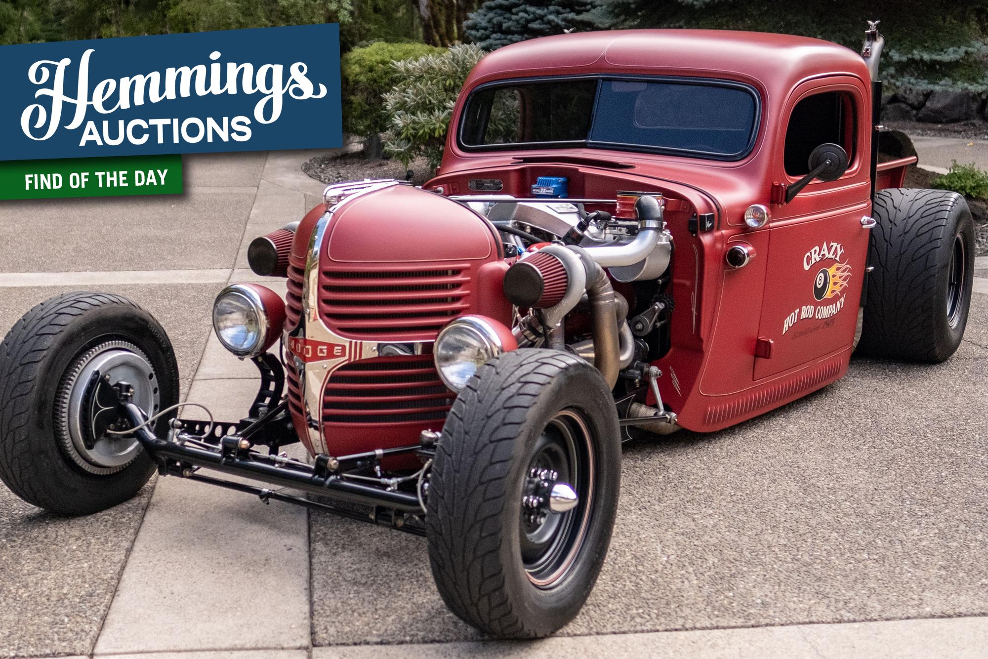 Twin-turbocharged matte-paint 1941 Dodge WD21 is a prime example of a grown-up rat rod