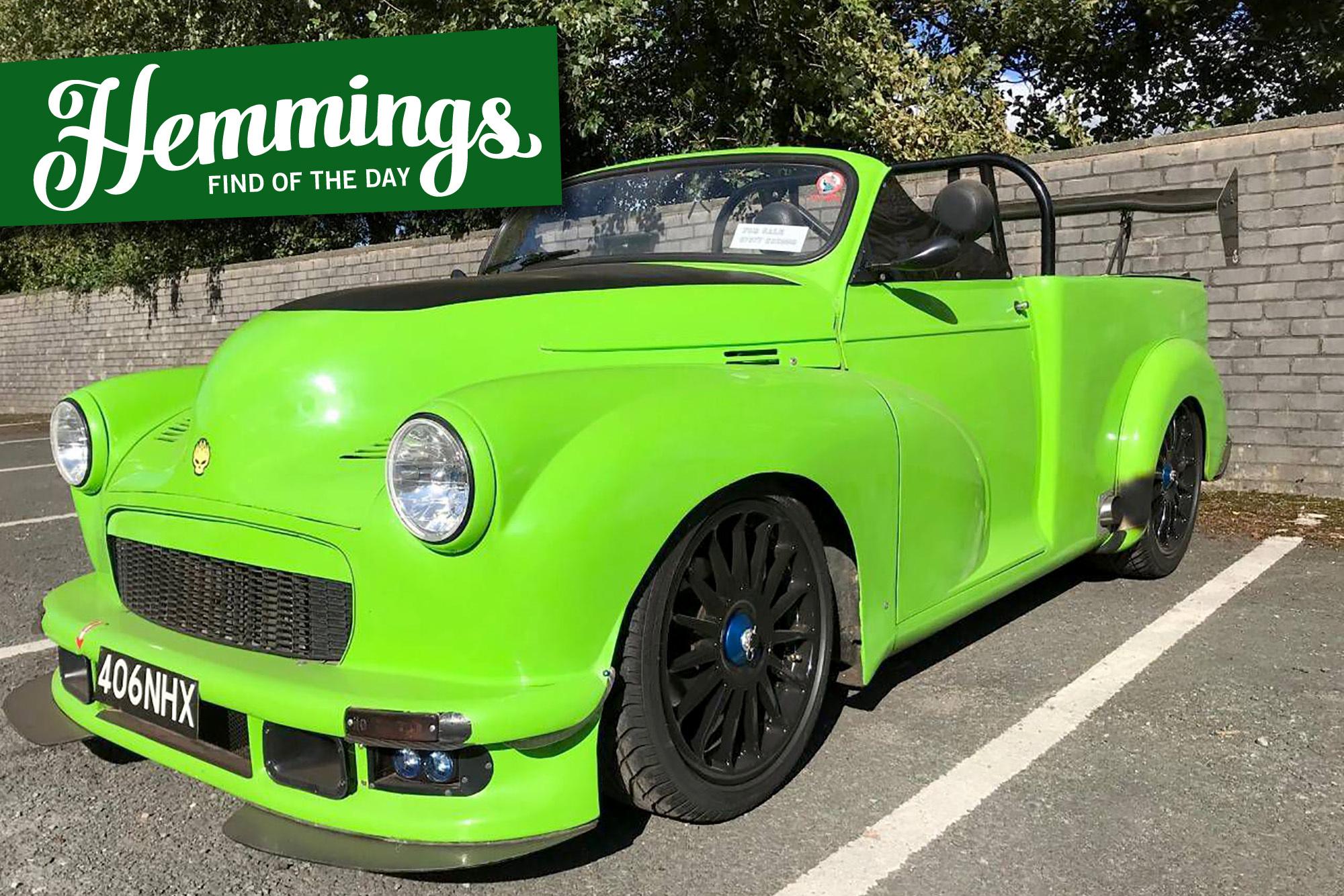 Hot-rodded 1957 Morris Minor is a van, but it's also a roadster, but it's also a road racer.